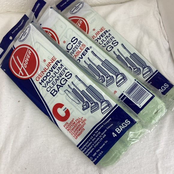 HOOVER 4010003C Vacuum Bags Type C 1 Package of 3 Vacuum Bags NEW Made In USA - Picture 4 of 4